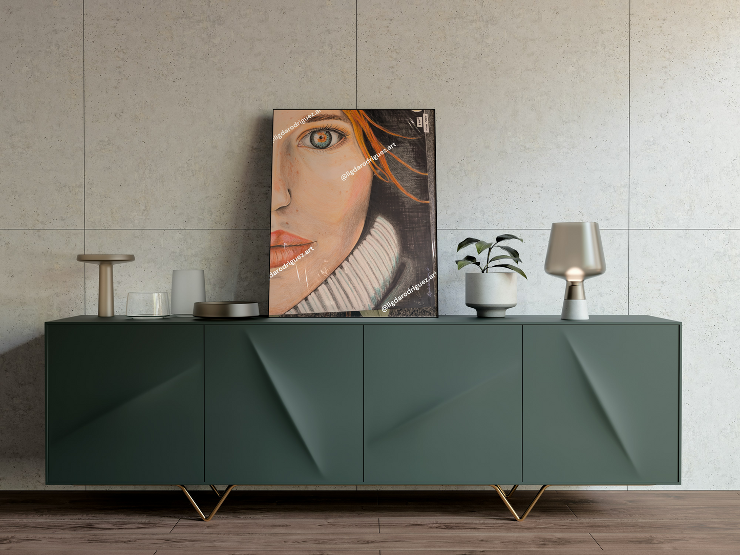 Original Mixed media drawing on paper 'In her eyes' size A3