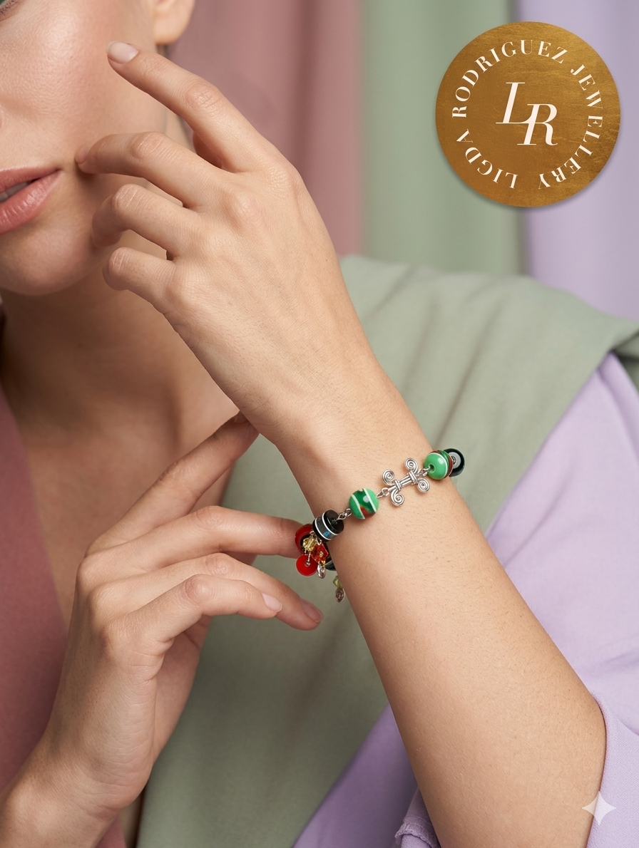 Vibrant Handcrafted Multicolour bracelet made with silver-plated copper wire