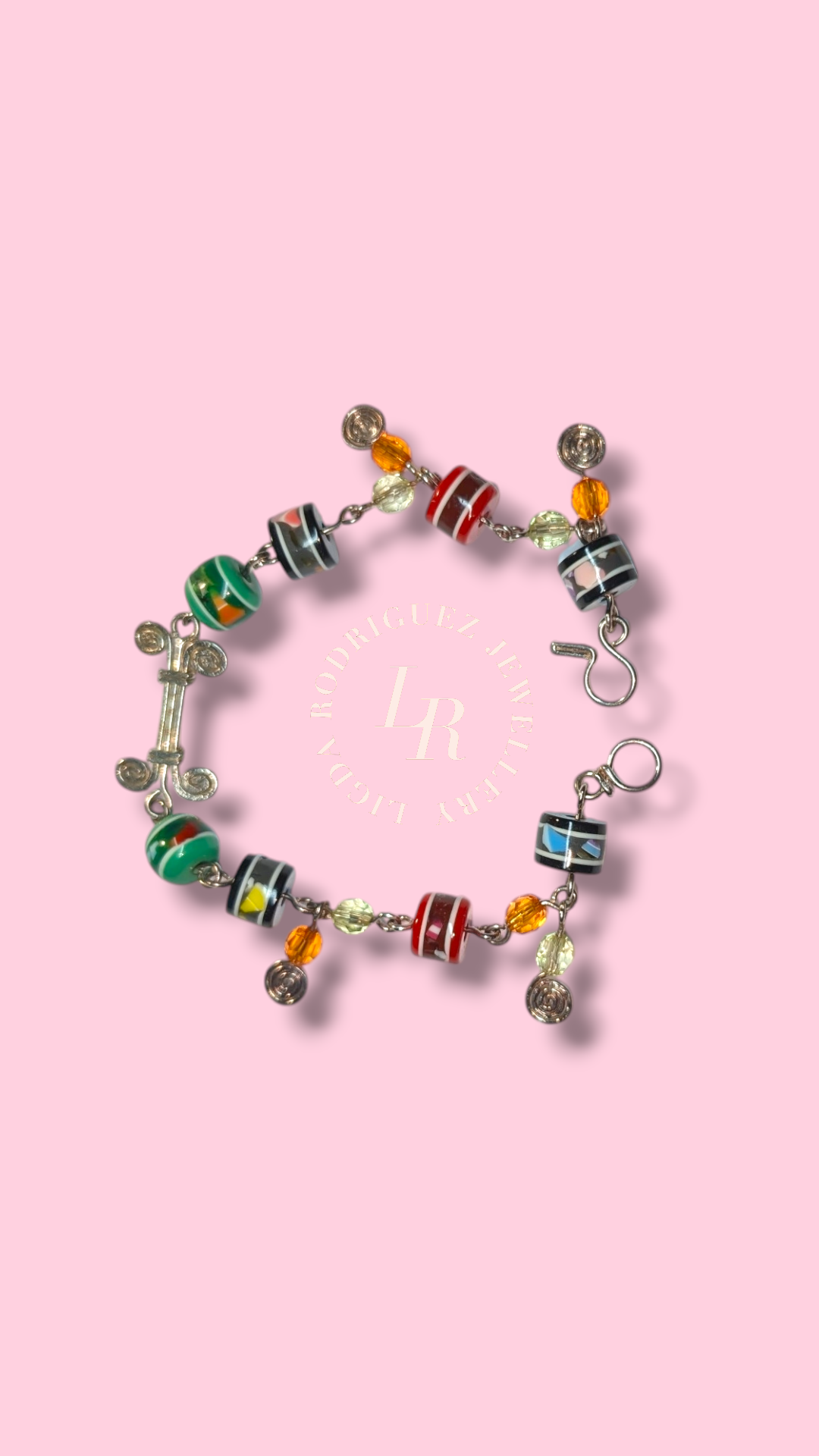 Vibrant Handcrafted Multicolour bracelet made with silver-plated copper wire
