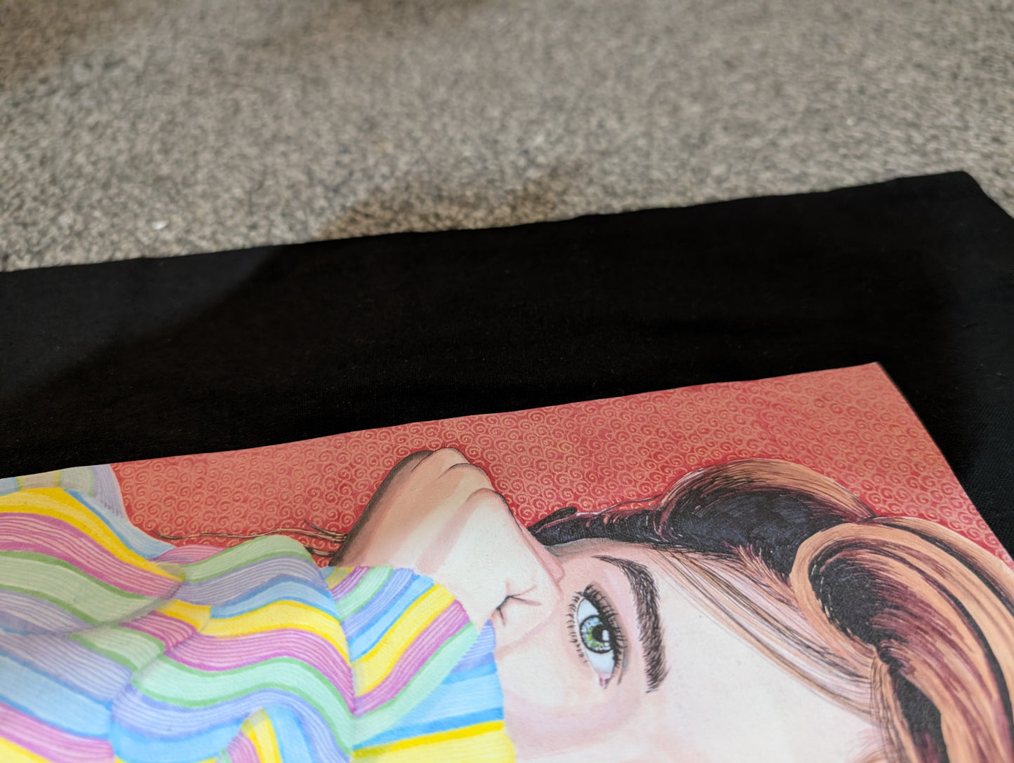 Tote Bag - Handmade portrait - cosy vibes - multicolour sweater - black tote bag