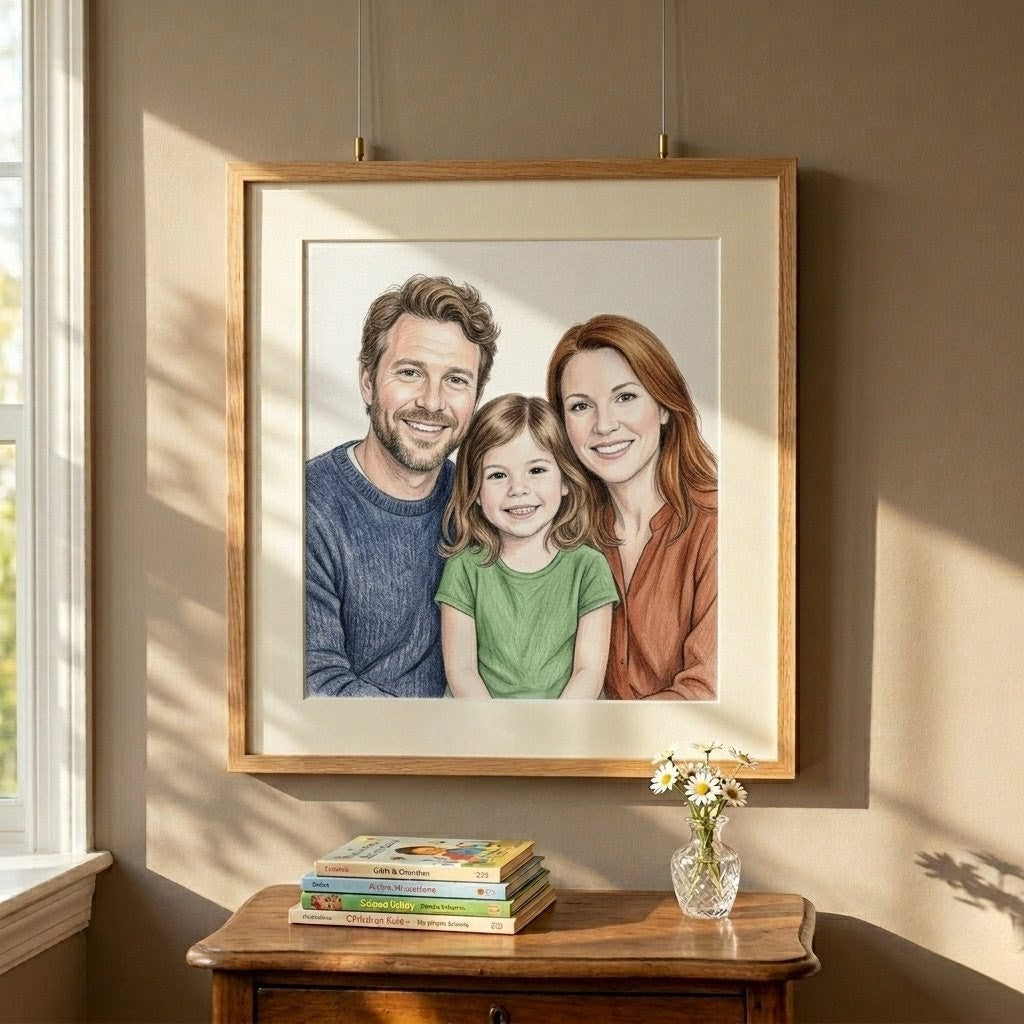 Portrait 3 Subjects | Custom Family Portrait A3 Paper – Hand-Drawn Pastel & Charcoal Artwork| Personalised Gift | Unframed
