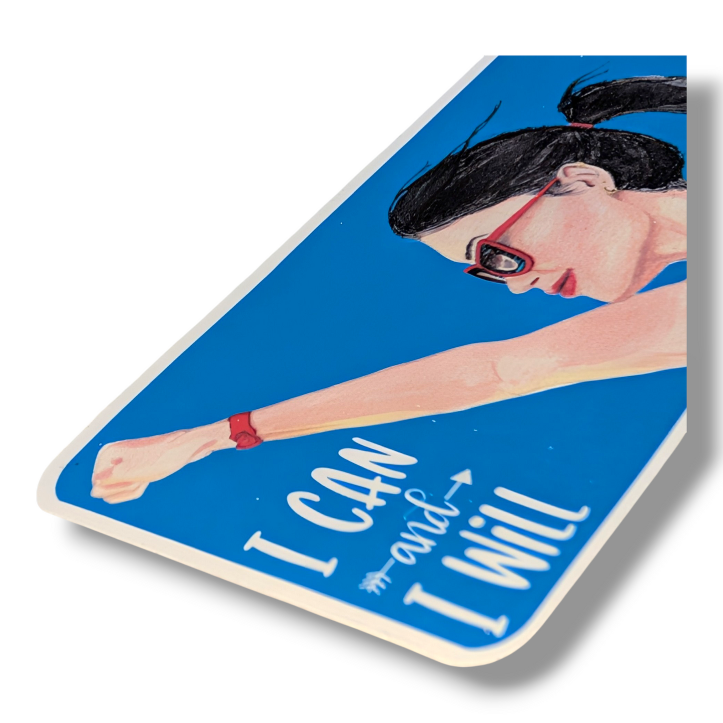 Sticker Superwoman blue rectangular Vinyl | Waterproof empowering Sticker | Artistic Decal