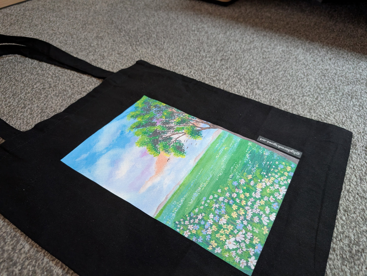 Tote Bag - Landscape Handmade black tote bag