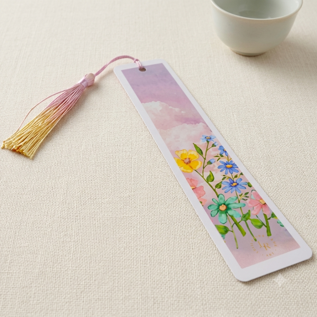 Bookmark Pastel Floral Sky with Tassel - Laminated | For Book Lovers