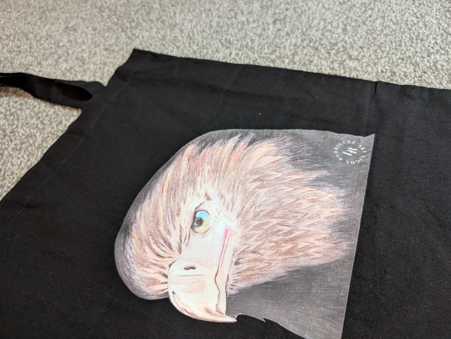 Tote Bag - Handmade eagle black tote bag