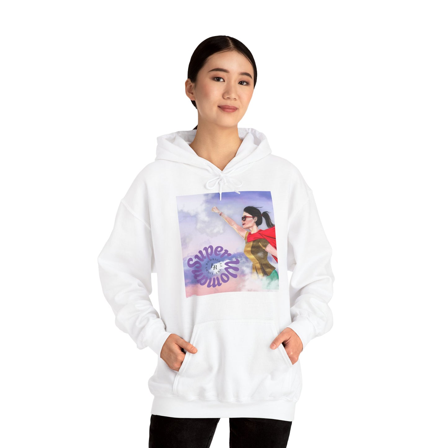 Hoodie - Super Woman Graphic Hoodie — Retro Feminine Hero Sweatshirt