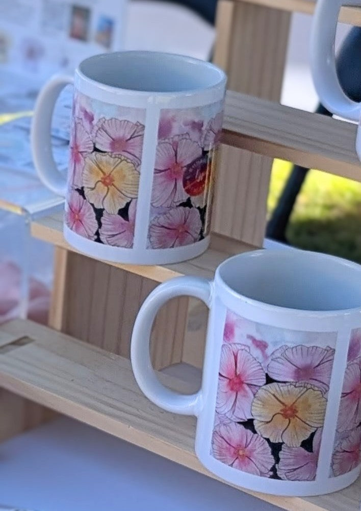 Mug - White 11oz Ceramic Mug Pastel Flowers