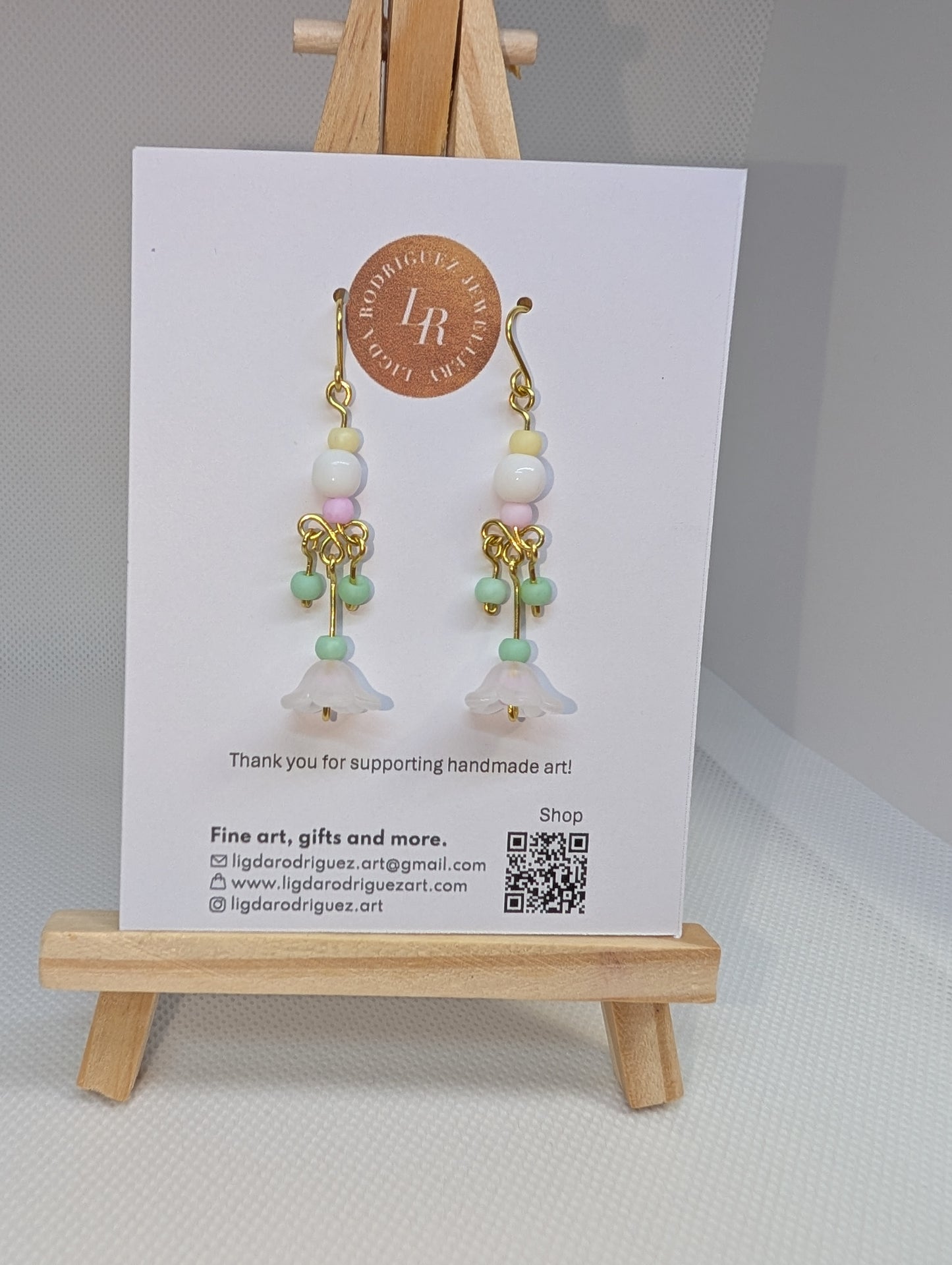 Earrings - Elegant Artisan Beaded Chandelier Earrings – Multi-Color Pastel with Floral Detail