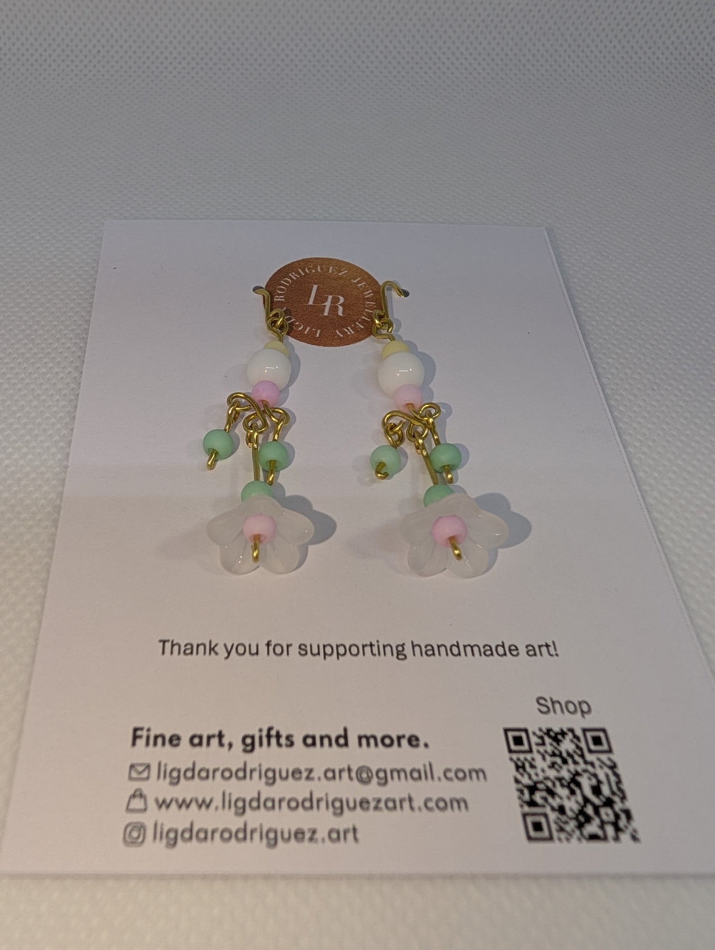 Earrings - Elegant Artisan Beaded Chandelier Earrings – Multi-Color Pastel with Floral Detail