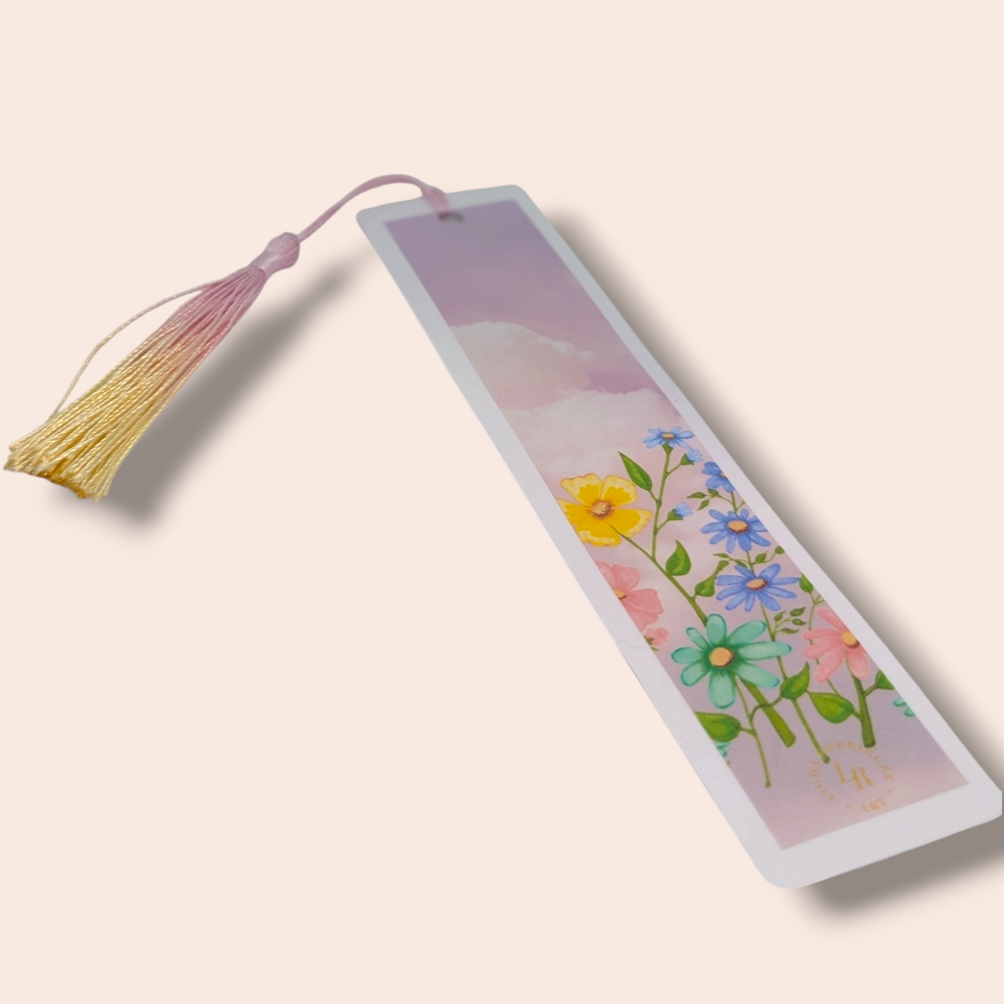 Bookmark Pastel Floral Sky with Tassel - Laminated  | For Book Lovers