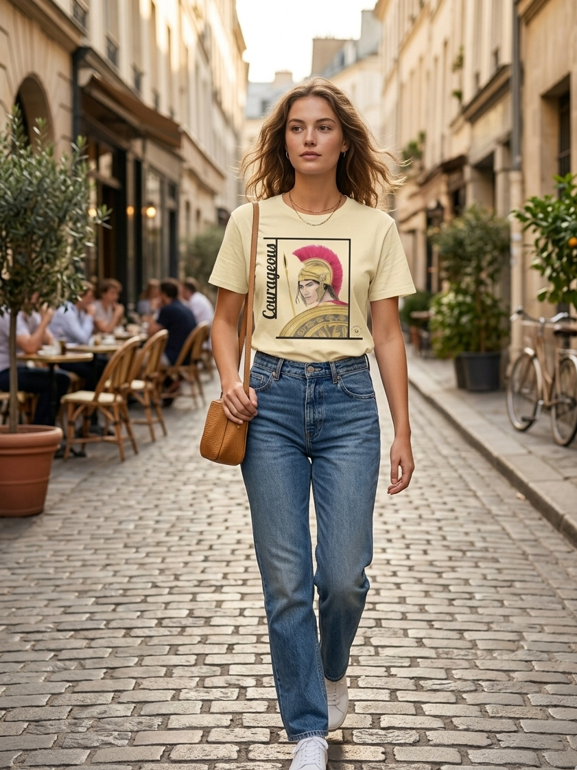 T-shirt Athena Inspired Graphic - Courage Warrior Heavyweight Boxy Women’s T-Shirt