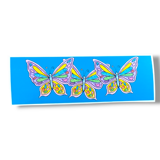 Sticker Butterflies blue rectangular Vinyl | Waterproof Fantasy Sticker | Artistic Decal