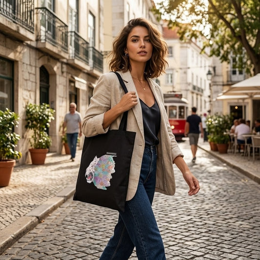 Tote Bag - Handmade Tigre black tote bag