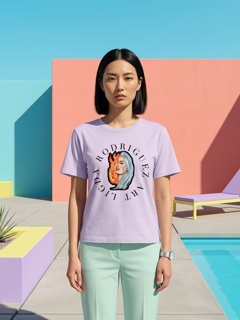 T-shirt Ice and fire light purple Color - Duality Heavyweight Boxy Women's T-shirt