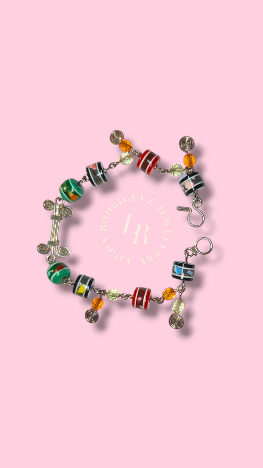 Vibrant Handcrafted Multicolour bracelet made with  silver-plated copper wire