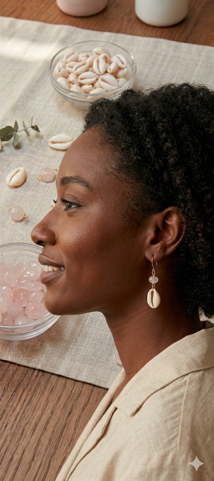 Handmade Shell & Stone Drop Earrings