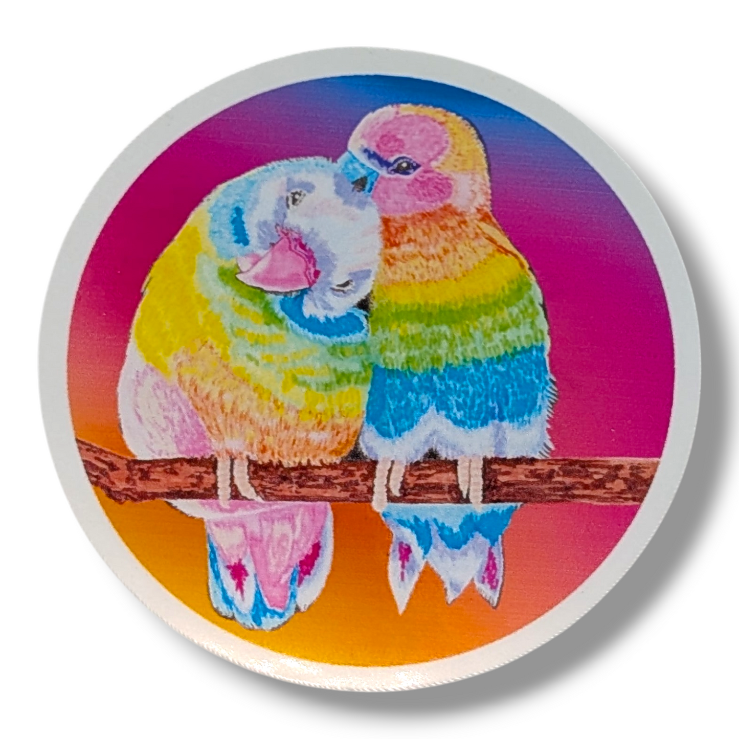 Sticker Multicoloured bird's couple Vinyl | Waterproof Vibrant Sticker | Artistic Decal