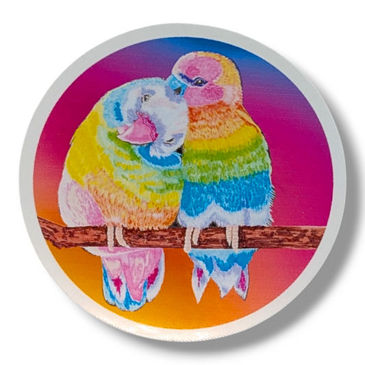 Sticker Multicoloured bird's couple Vinyl | Waterproof Vibrant Sticker | Artistic Decal