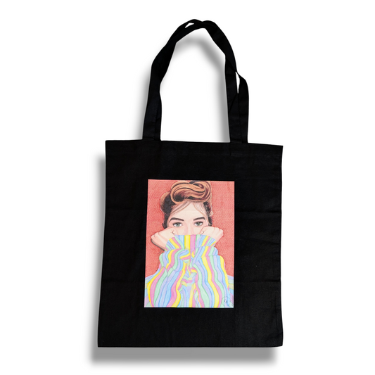 Tote Bag - Cosy vibes - multicolour - black tote bag