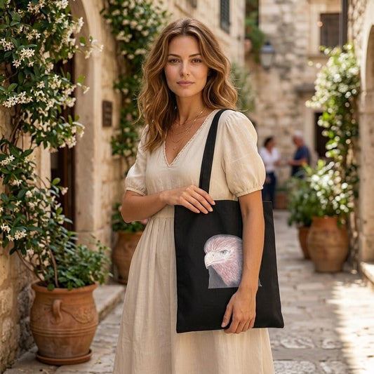 Tote Bag - Handmade eagle black tote bag