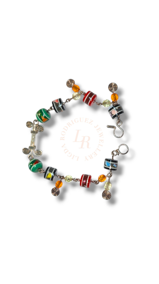 Vibrant Handcrafted Multicolour bracelet made with  silver-plated copper wire