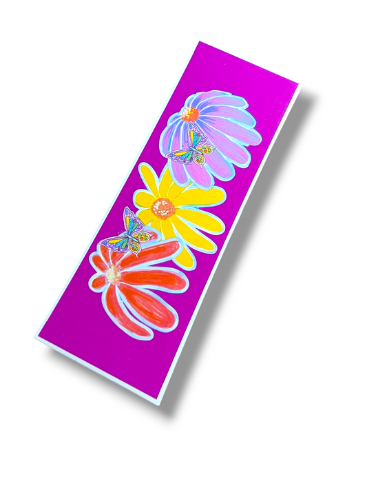 Sticker Floral fuchsia rectangular Vinyl | Waterproof Fantasy Sticker | Artistic Decal