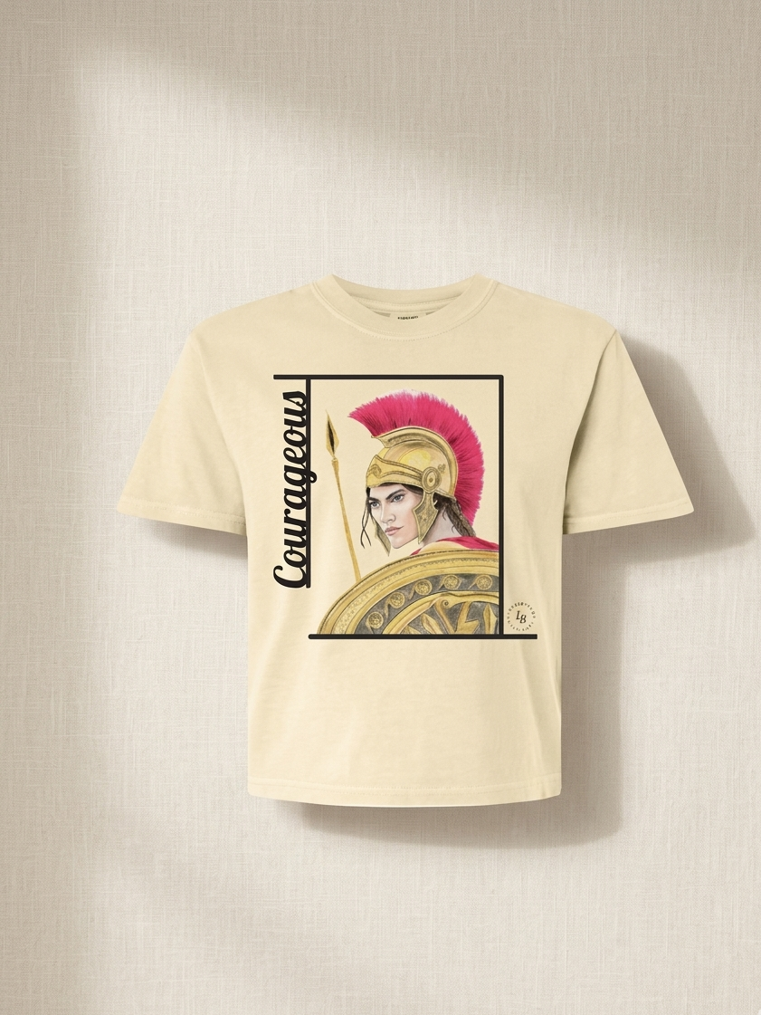 T-shirt Athena Inspired Graphic - Courage Warrior Heavyweight Boxy Women’s T-Shirt
