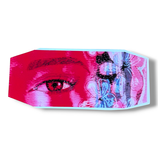 Sticker Red Black and White eye flower Vinyl | Passion Waterproof Vibrant Sticker | Artistic Decal