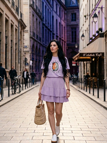 T-shirt Ice and fire light purple Color - Duality Heavyweight Boxy Women's T-shirt
