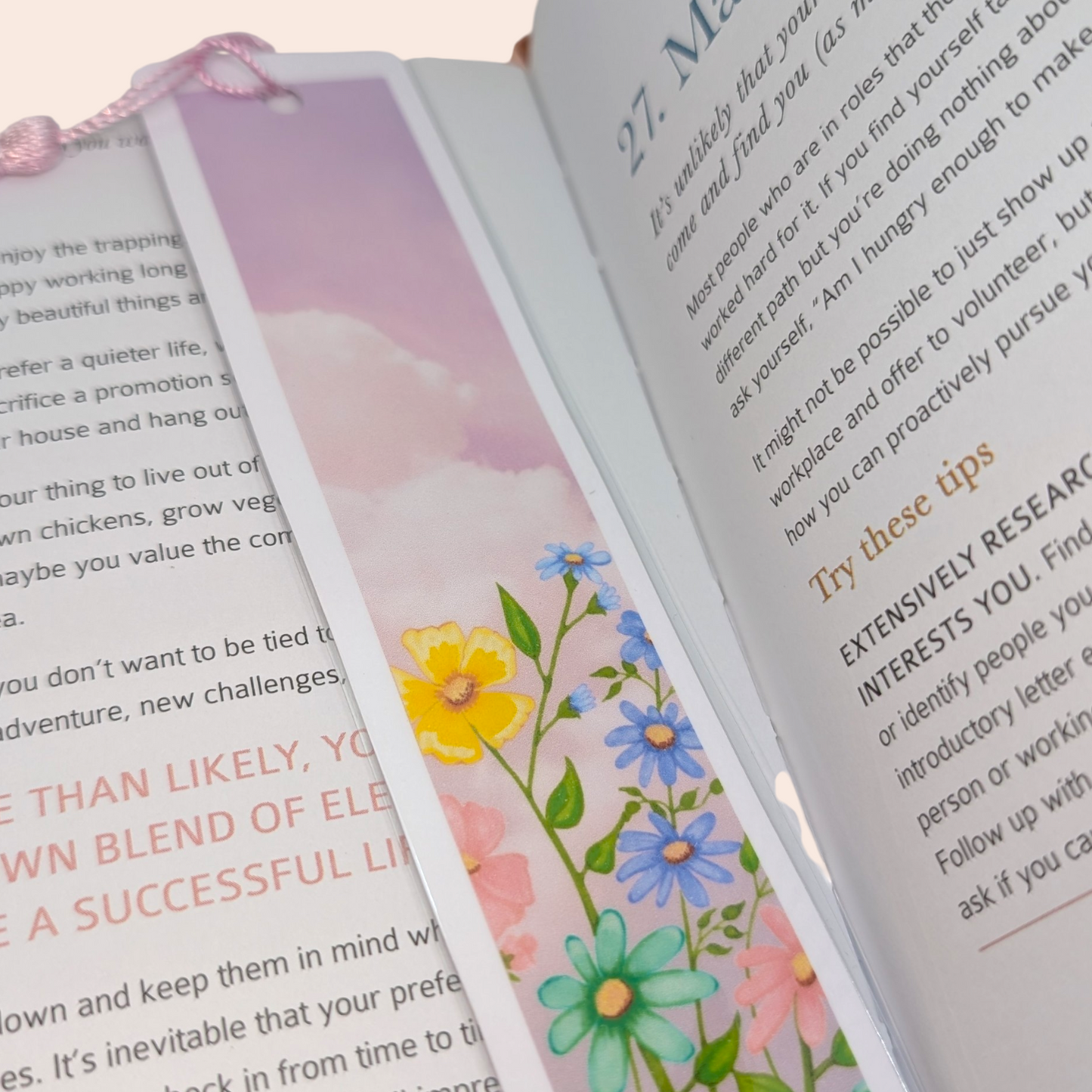 Bookmark – Pastel Floral Sky Laminated Bookmark with Tassel