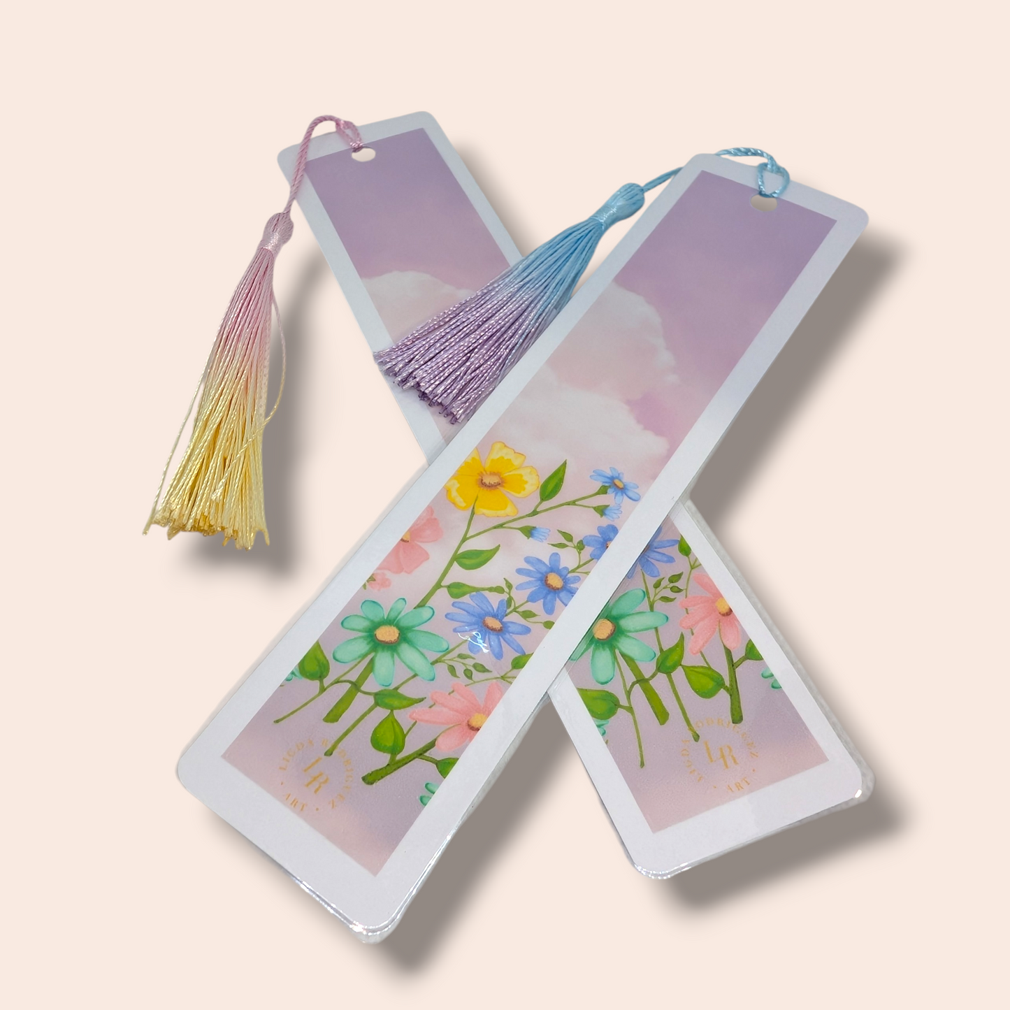 Bookmark – Pastel Floral Sky Laminated Bookmark with Tassel