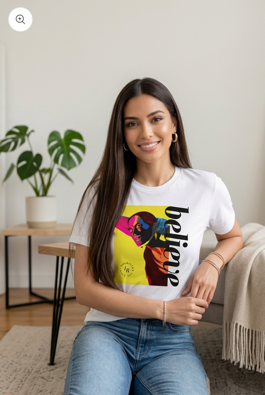 T-shirt - Vibrant Belief Graphic Tee - Unisex Cotton Shirt, Motivational T-Shirt, Gift for Friends, Casual Wear, Everyday Style