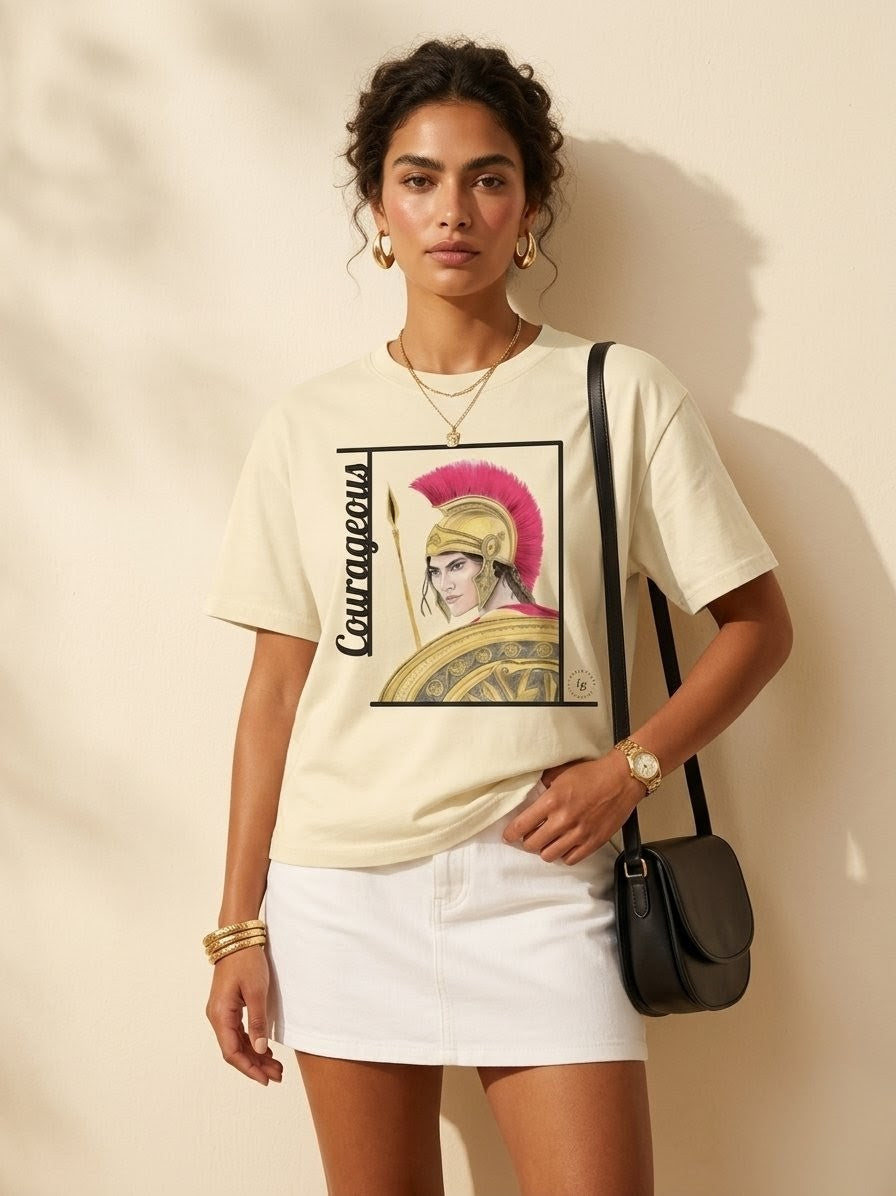 T-shirt Athena Inspired Graphic - Courage Warrior Heavyweight Boxy Women’s T-Shirt