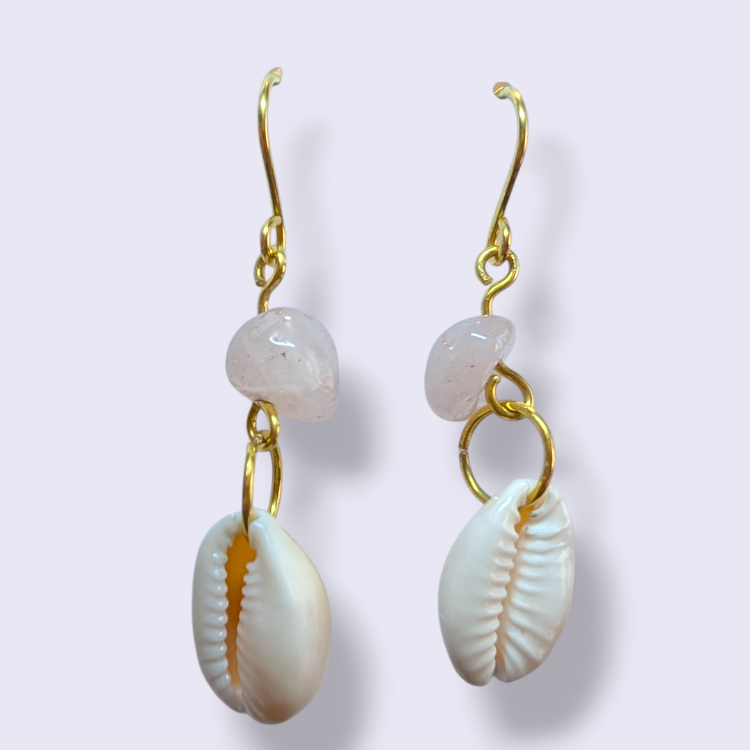 Handmade Shell & Stone Drop Earrings