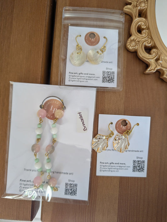Earrings & Bracelet Bundle - The Pastel & Pearl Artisan Jewellery Bundle – 3-Piece Set