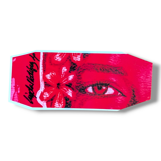 Sticker Red Black and White eye flower Signed Vinyl | Passion Waterproof Vibrant Sticker | Artistic Decal