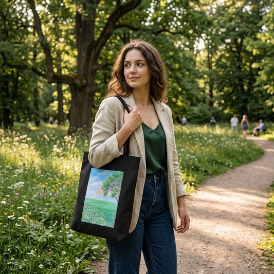 Tote Bag - Landscape Handmade black tote bag