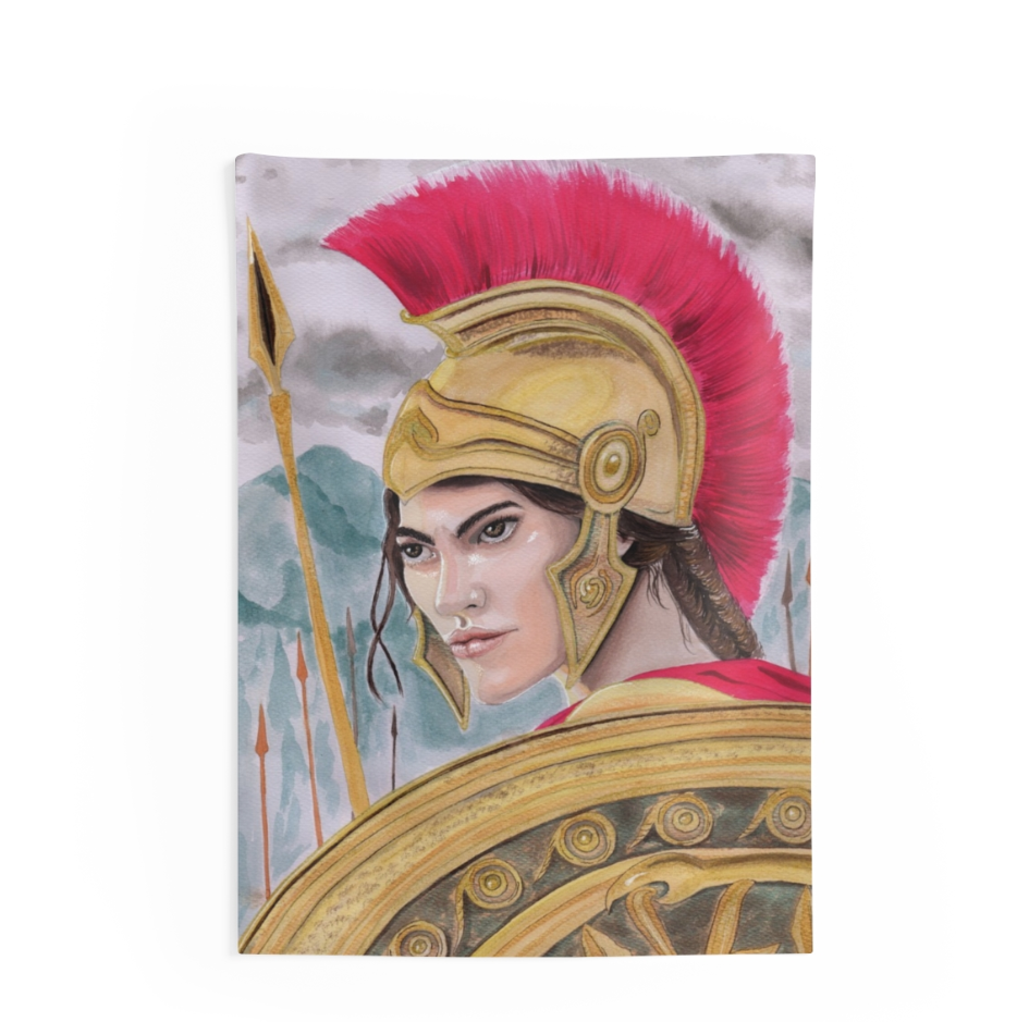 Tapestry - Warrior Spirit Indoor Wall Tapestries, Bohemian Home Decor, Greek Mythology Wall Art, Unique Bedroom Decoration, Tapestry for Living Room