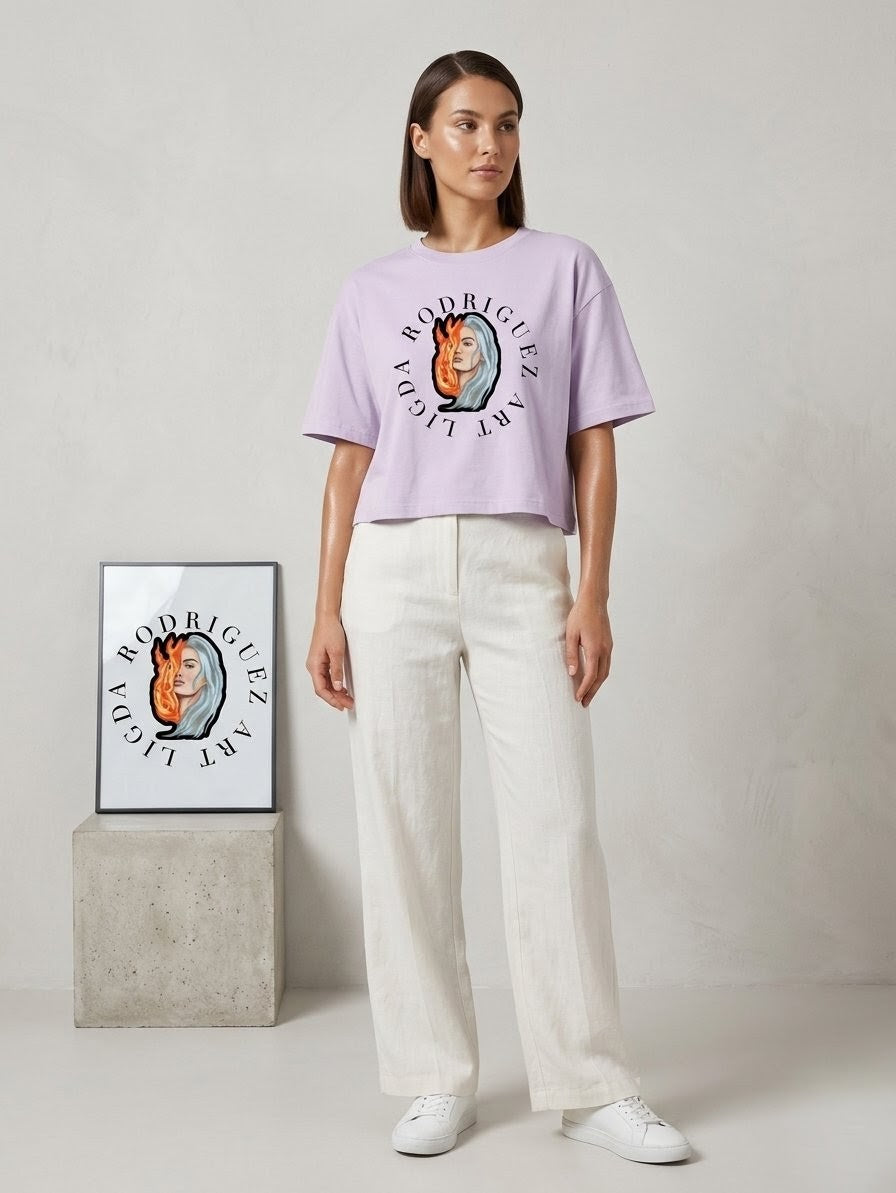 T-shirt Ice and fire light purple Color - Duality Heavyweight Boxy Women's T-shirt