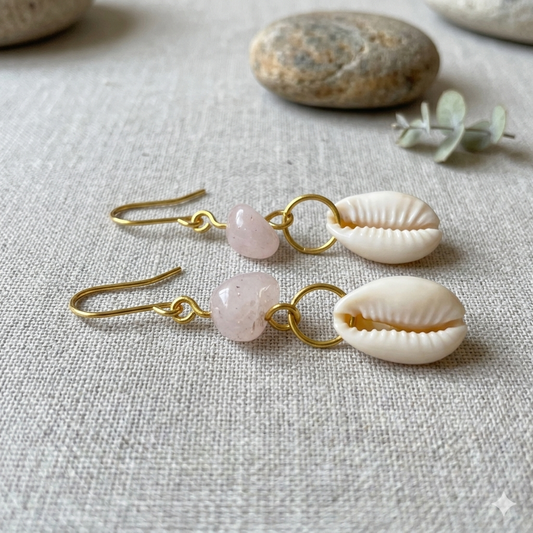 Handmade Shell & Stone Drop Earrings