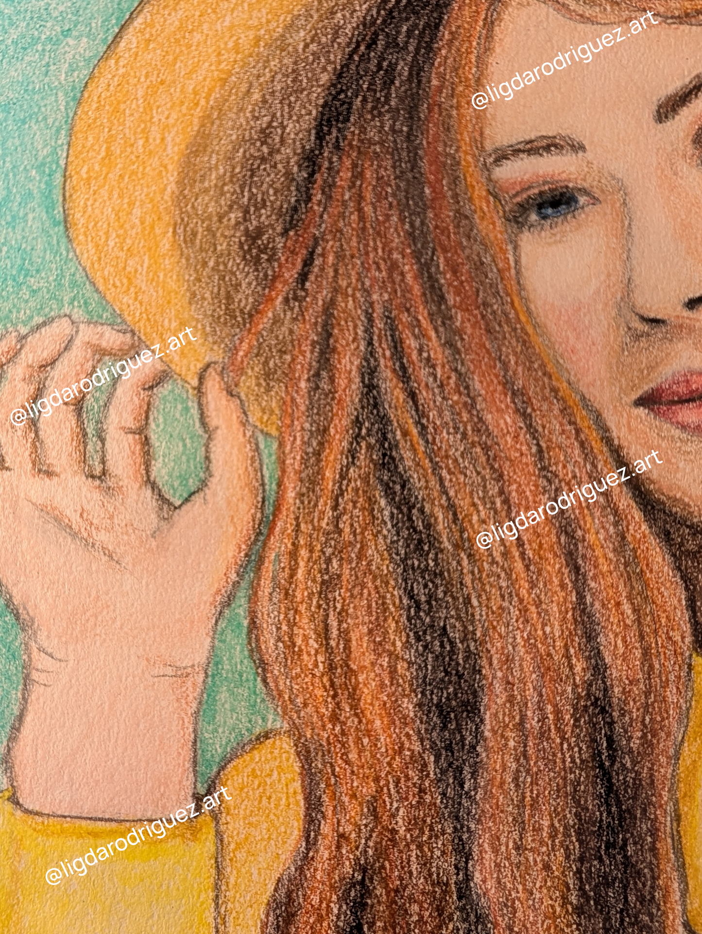 Original "Country Girl" vibrant coloured pencil artwork Size A4 (297 x 210 mm) Wall décor