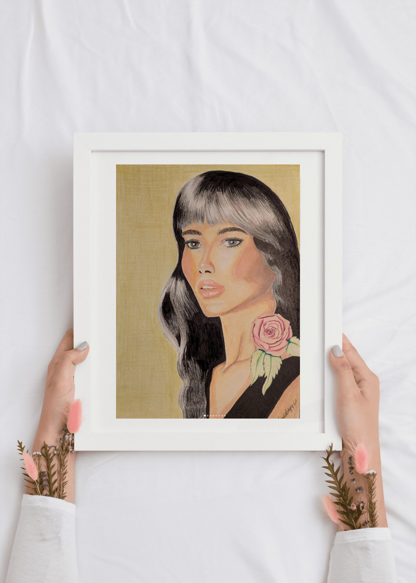 Original artwork mixed media -  'Petal Glow' Markers and coloured pencils Size A4 Beauty salon love for makeup Latino vibes