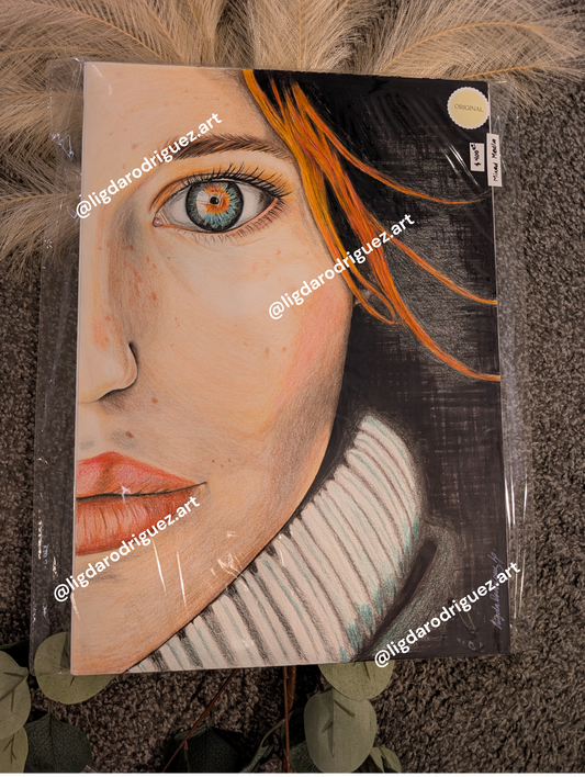 Original Mixed media drawing on paper 'In her eyes' size A3