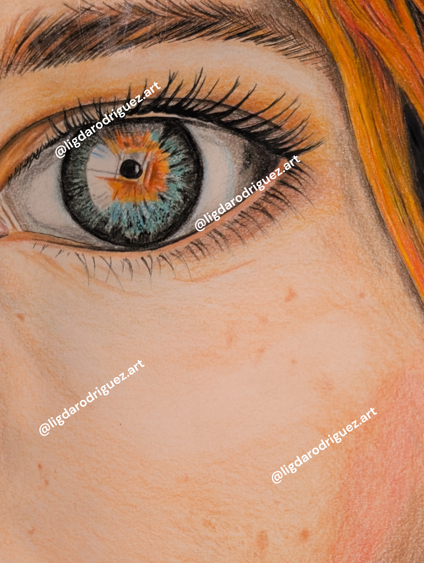 Original Mixed media drawing on paper 'In her eyes' size A3