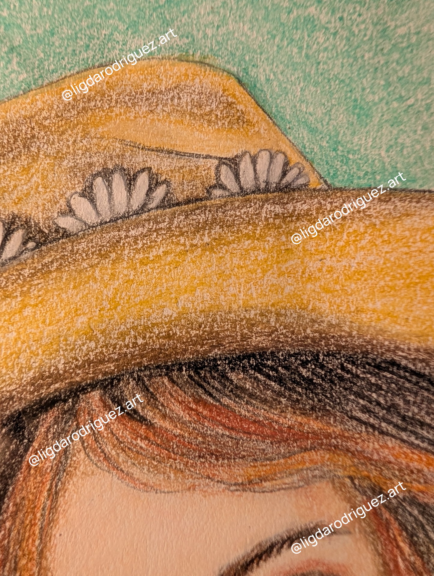 Original "Country Girl" vibrant coloured pencil artwork Size A4 (297 x 210 mm) Wall décor